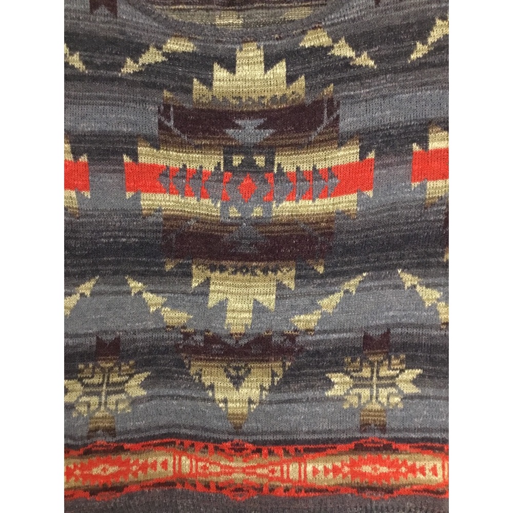 Denim & Supply Ralph Lauren Blue Aztec Scoop Neck Top Sweater Sz M - Picture 3 of 9